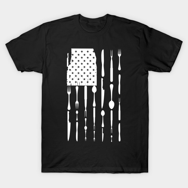 Chef Cook Tools In American Flag T-Shirt by KC Happy Shop